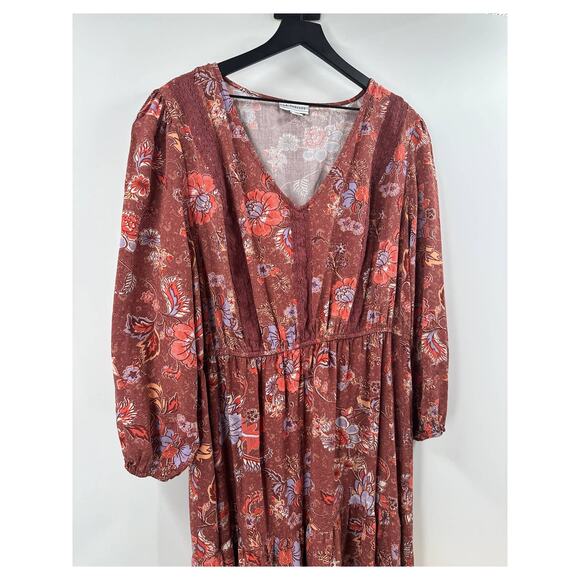 LA Threads Plus Size Boho Midi Floral Dress Size 2X - Picture 2 of 7